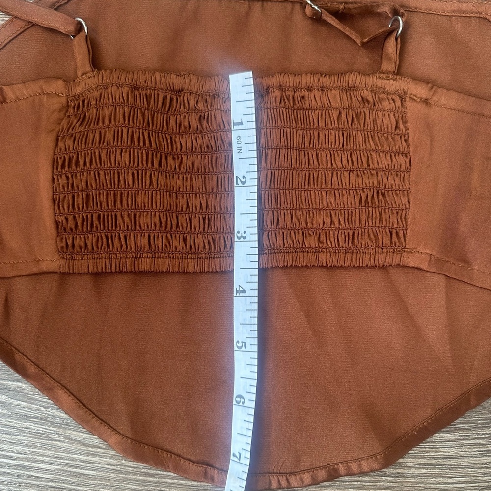Noisy May Brown Satin Spaghetti Strap Crop Top - Picture 7 of 8